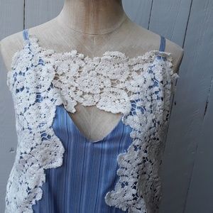 Thakoon Blue Summer Jumpsuit White Lace Silk Stripes 4